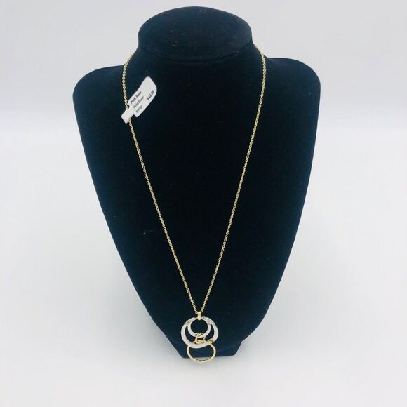 Brand New Gold & Silver Park Row  Three Layer Circle Pendant Necklace For Women - Picture 2 of 5